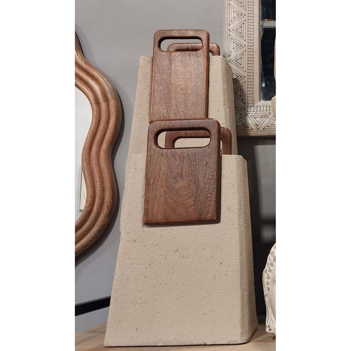 Jarrón Home ESPRIT Marrón Beige Madera de mango Papel maché