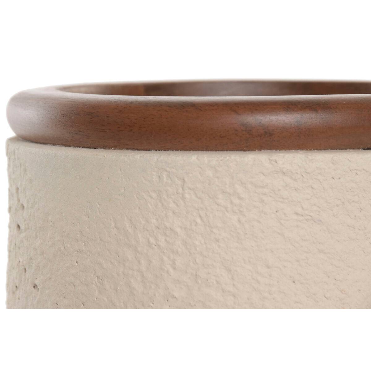 Jarrón Home ESPRIT Marrón Beige Terracota Madera de mango 16 x 16 x 40 cm