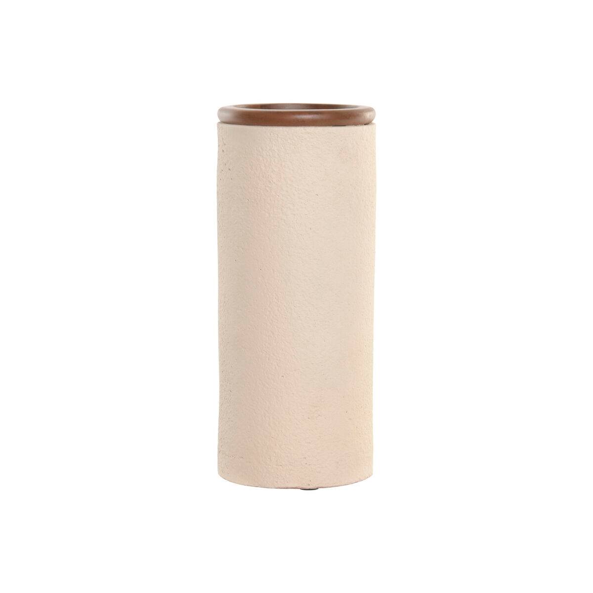 Jarrón Home ESPRIT Marrón Beige Terracota Madera de mango 16 x 16 x 40 cm