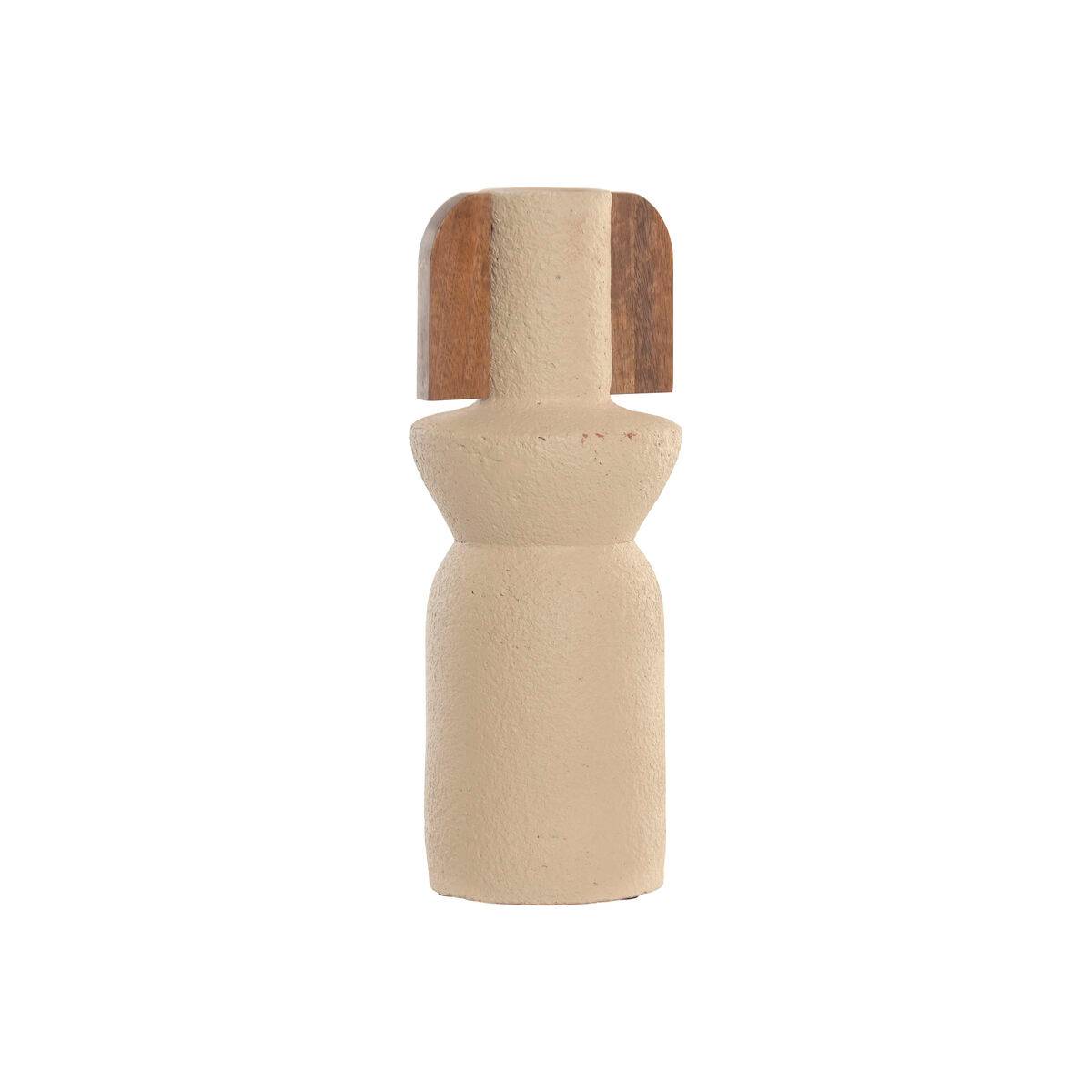 Jarrón Home ESPRIT Marrón Beige Terracota Madera de mango
