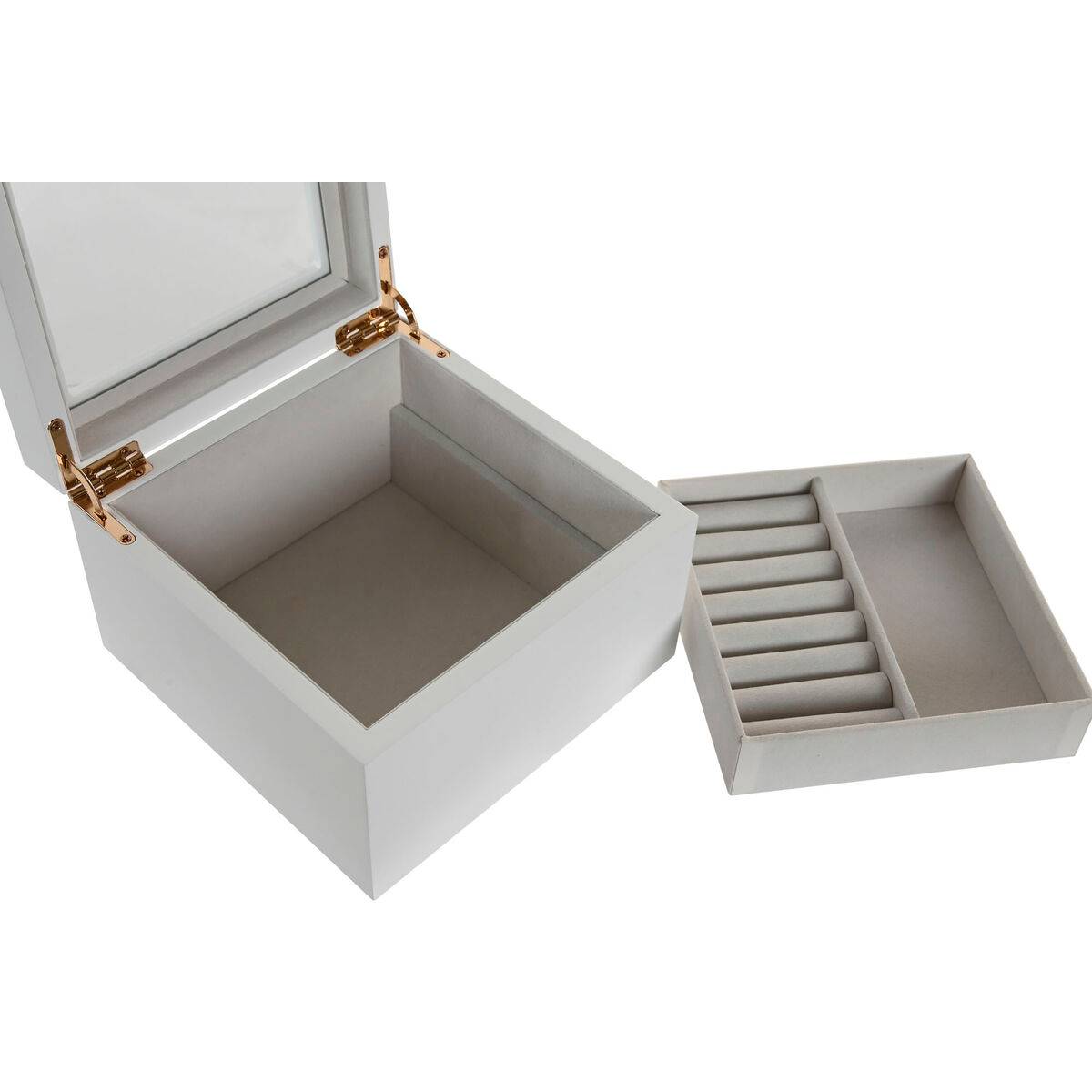 Caja-Joyero Home ESPRIT Blanco Madera Cristal