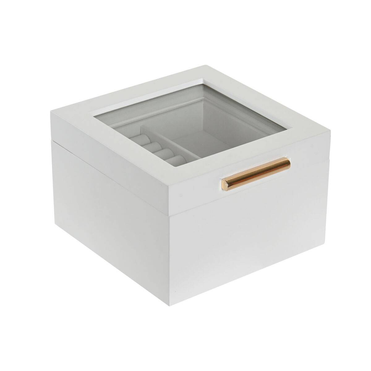 Caja-Joyero Home ESPRIT Blanco Madera Cristal