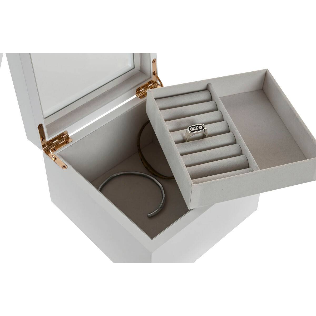 Caja-Joyero Home ESPRIT Blanco Madera Cristal