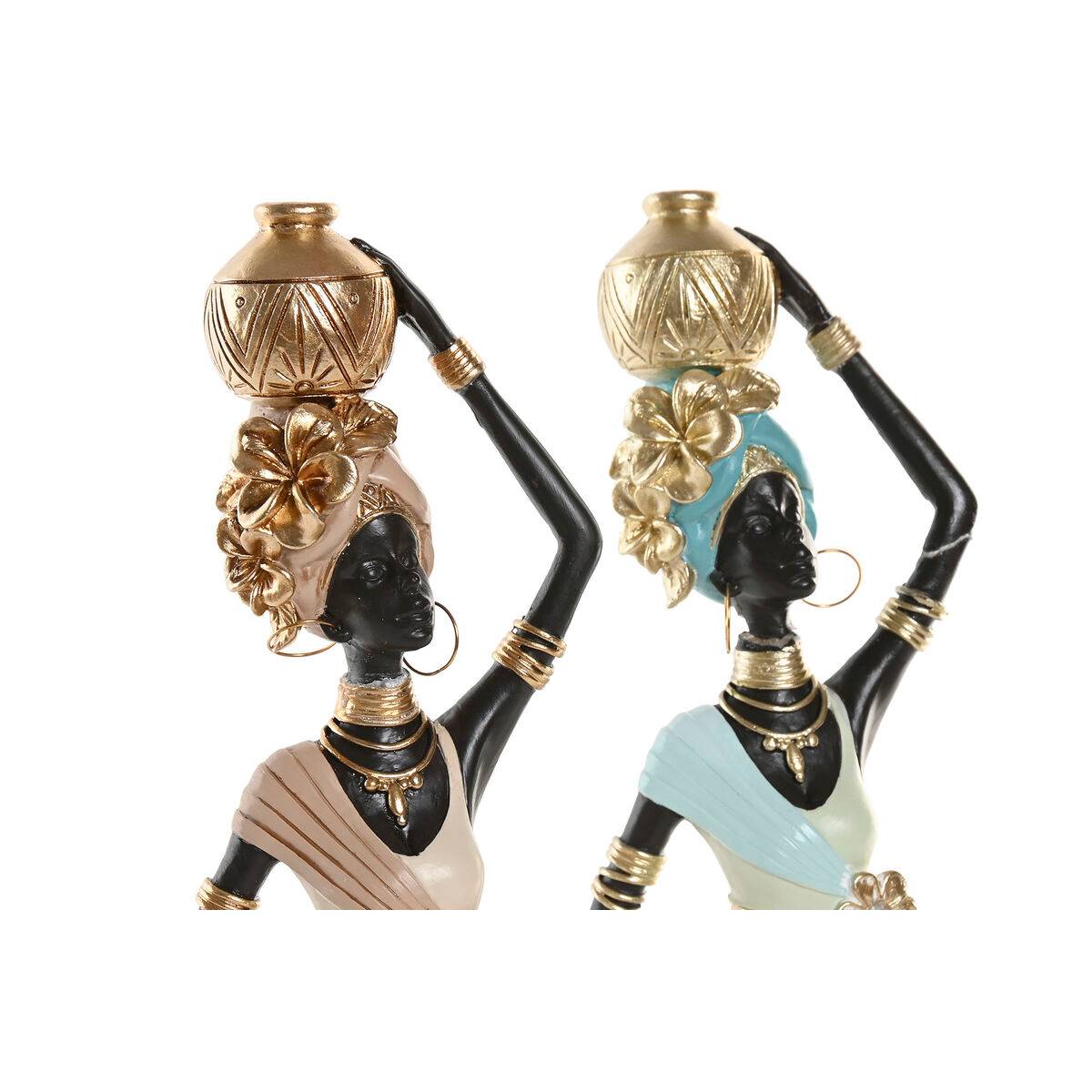 Figura Decorativa Home ESPRIT Verde Beige Africana (2 Unidades)