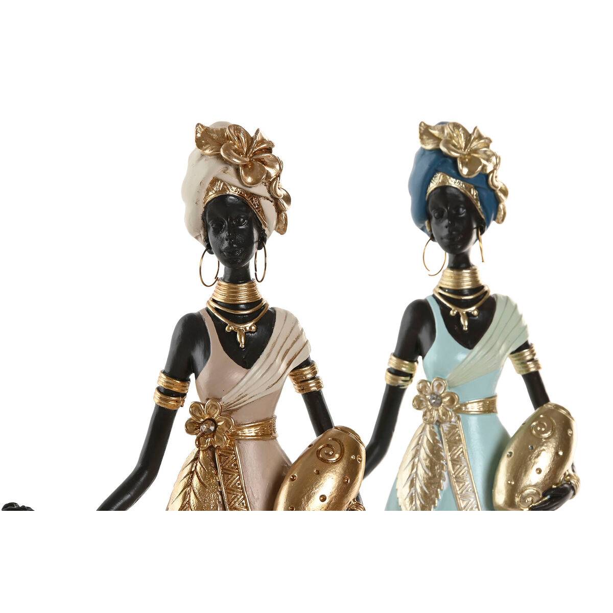 Figura Decorativa Home ESPRIT Verde Beige Africana (2 Unidades)