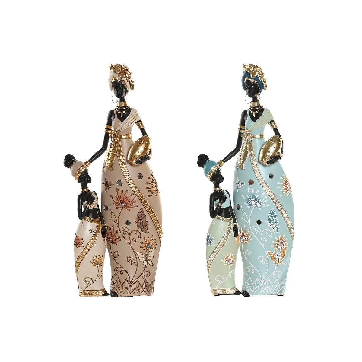 Figura Decorativa Home ESPRIT Verde Beige Africana (2 Unidades)