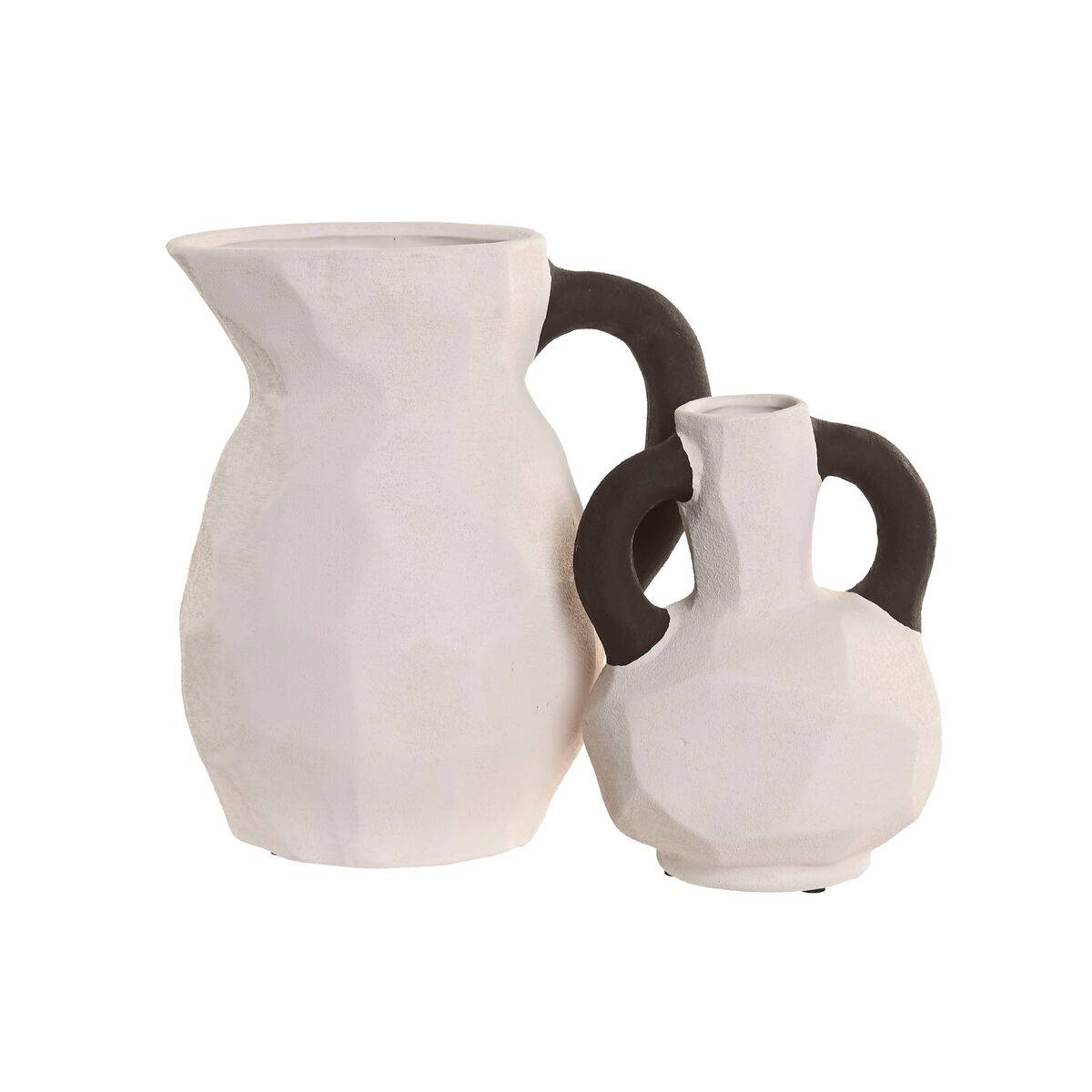 Jarrón Home ESPRIT Blanco Gris Gres 14 x 14 x 19 cm