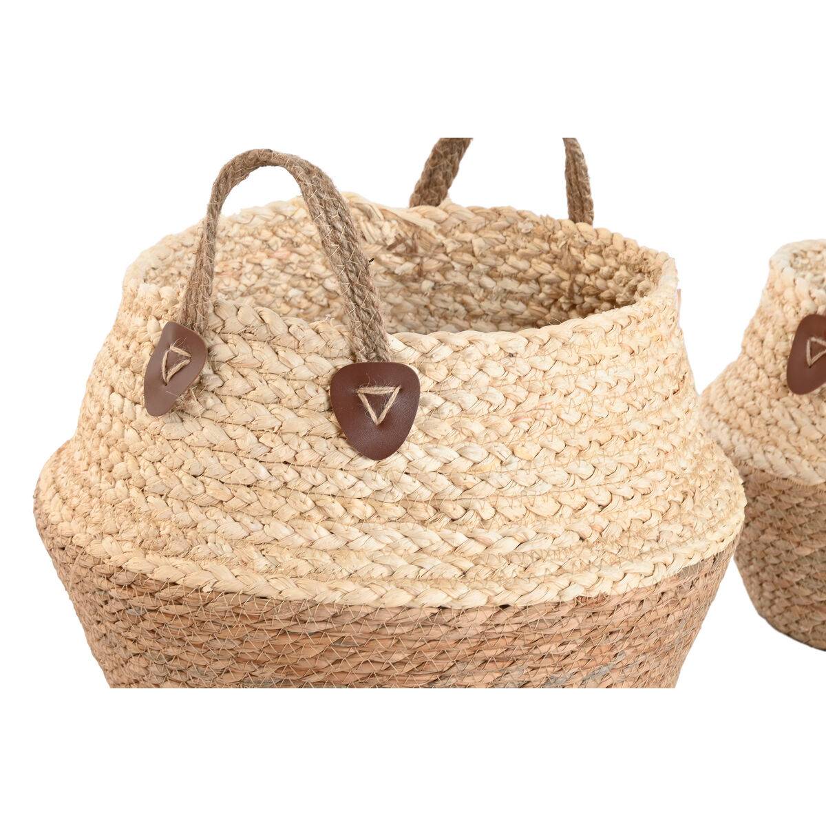 Caja Decorativa Home ESPRIT Natural Fibra natural (3 Piezas)