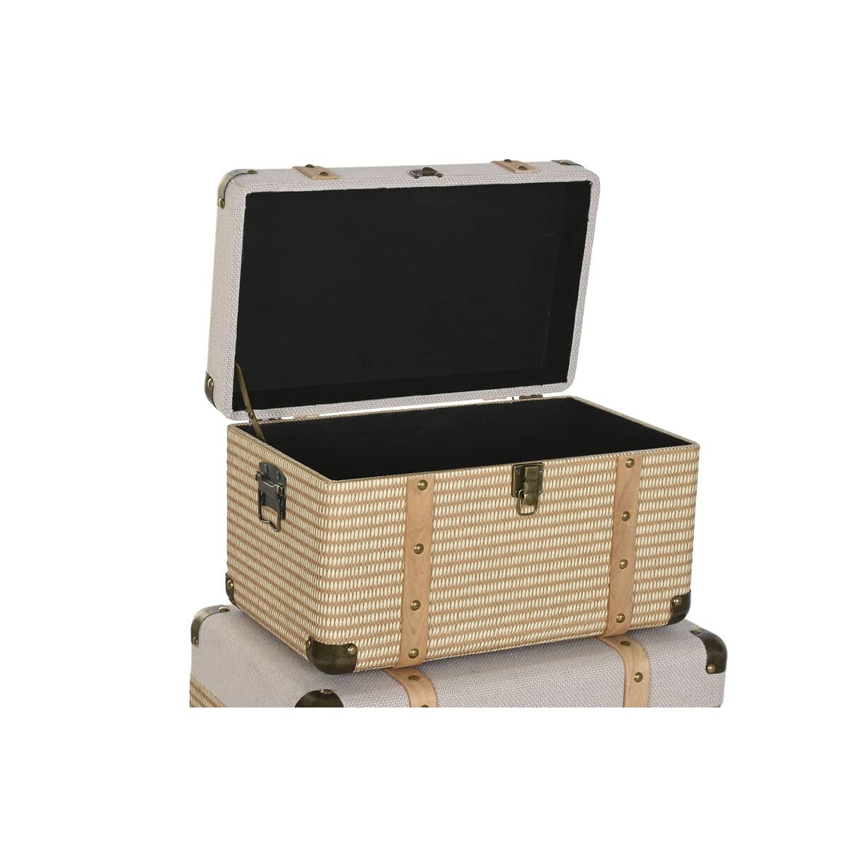 Juego de Baúles Home ESPRIT Natural Poliéster Madera Tradicional (3 Unidades)