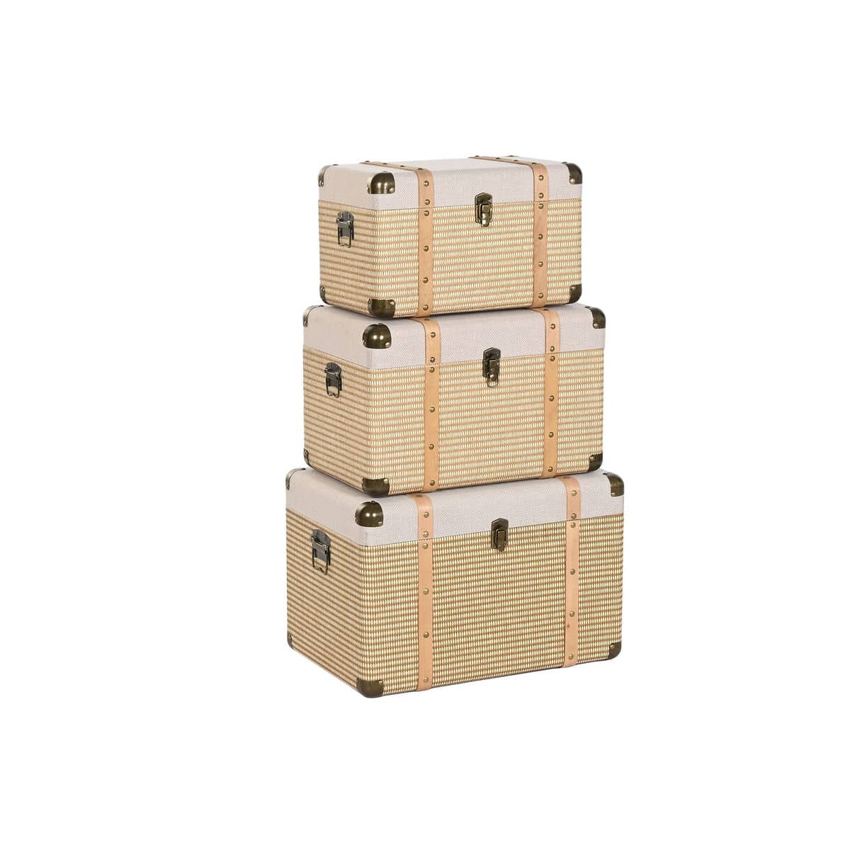 Juego de Baúles Home ESPRIT Natural Poliéster Madera Tradicional (3 Unidades)
