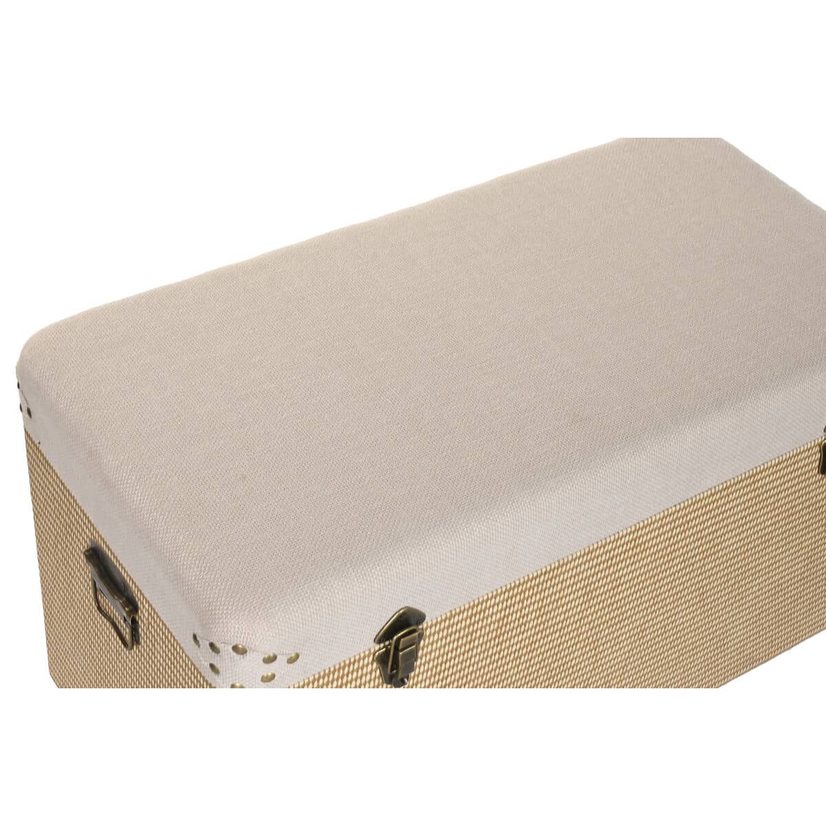 Juego de Baúles Home ESPRIT Beige Natural Poliéster Madera Tradicional 80 x 40 x 44 cm (3 Unidades)