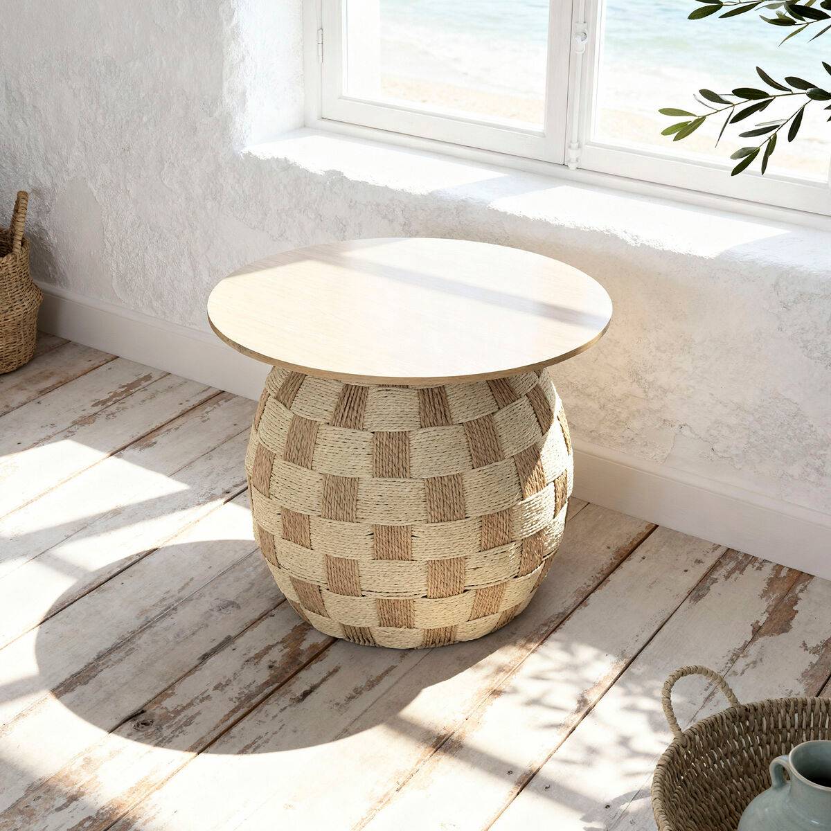 Mesa auxiliar Home ESPRIT Natural 60 x 60 x 48 cm