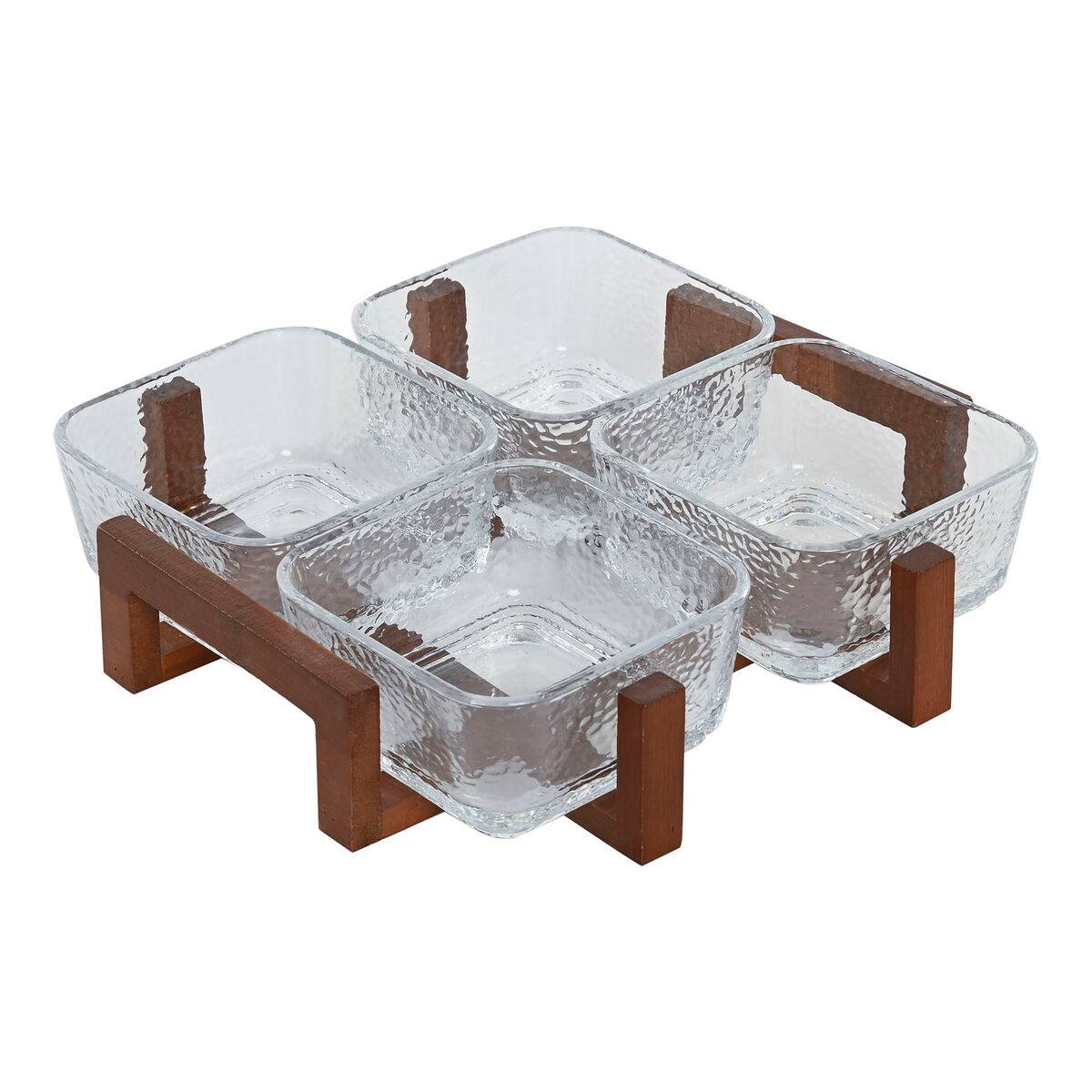 Bandeja de Aperitivos Home ESPRIT Transparente Natural 300 ml 22 x 22 x 6 cm