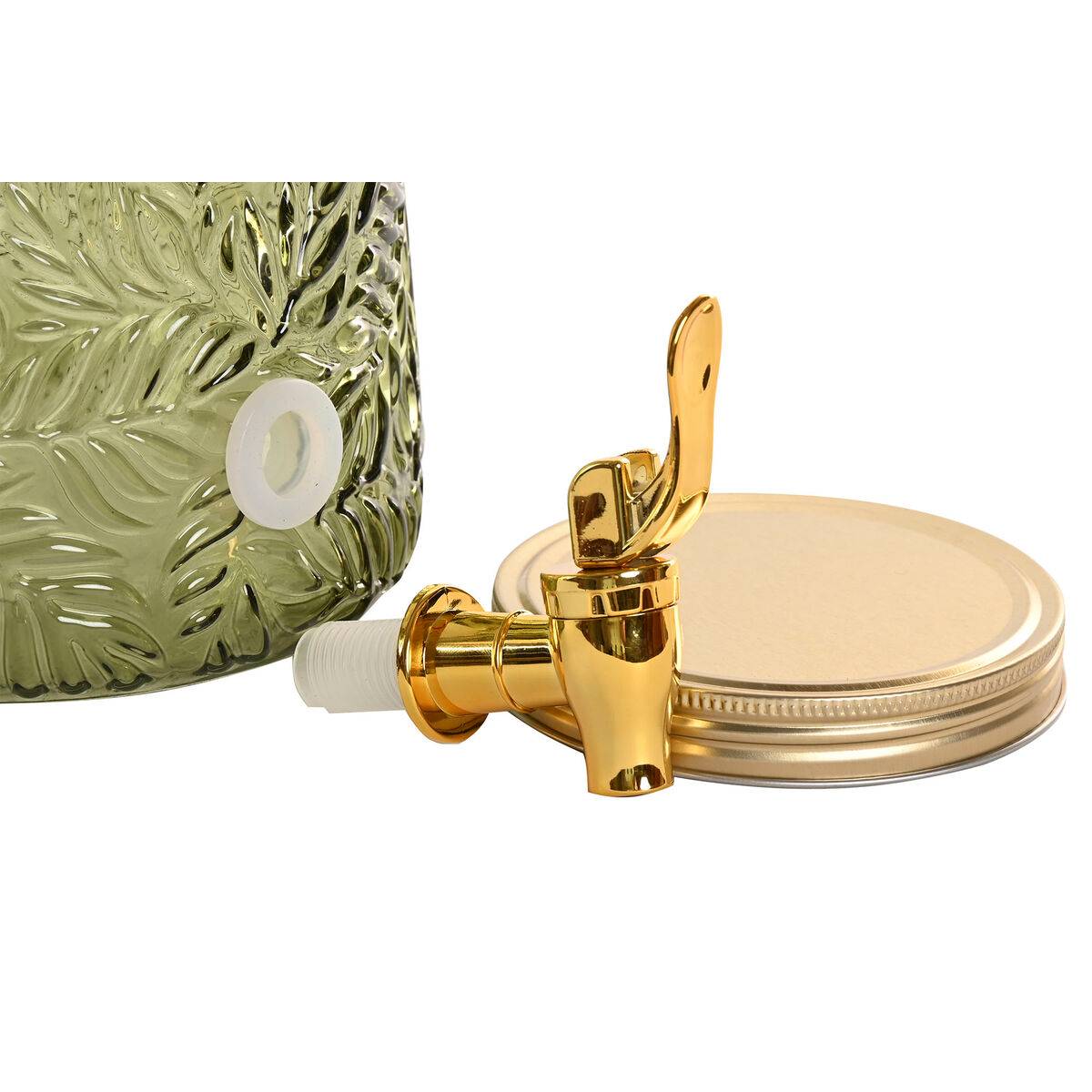 Dispensador de bebidas Home ESPRIT Verde Dorado Metal Cristal Poliestireno 3,3 L 19,3 X 19,3 X 36 CM