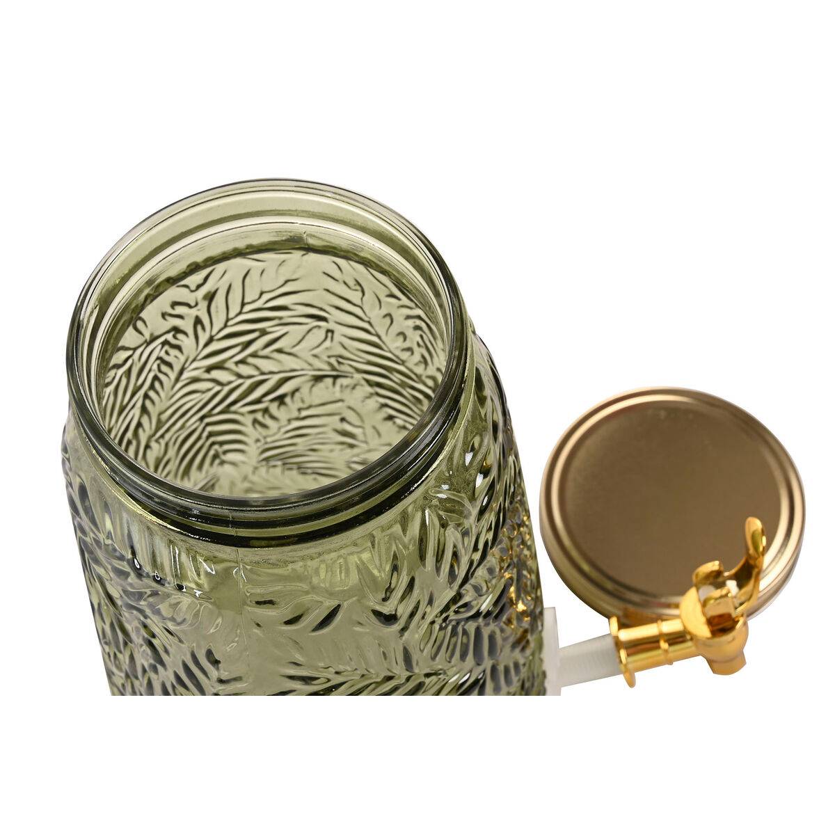 Dispensador de bebidas Home ESPRIT Verde Dorado Metal Cristal Poliestireno 3,3 L 19,3 X 19,3 X 36 CM