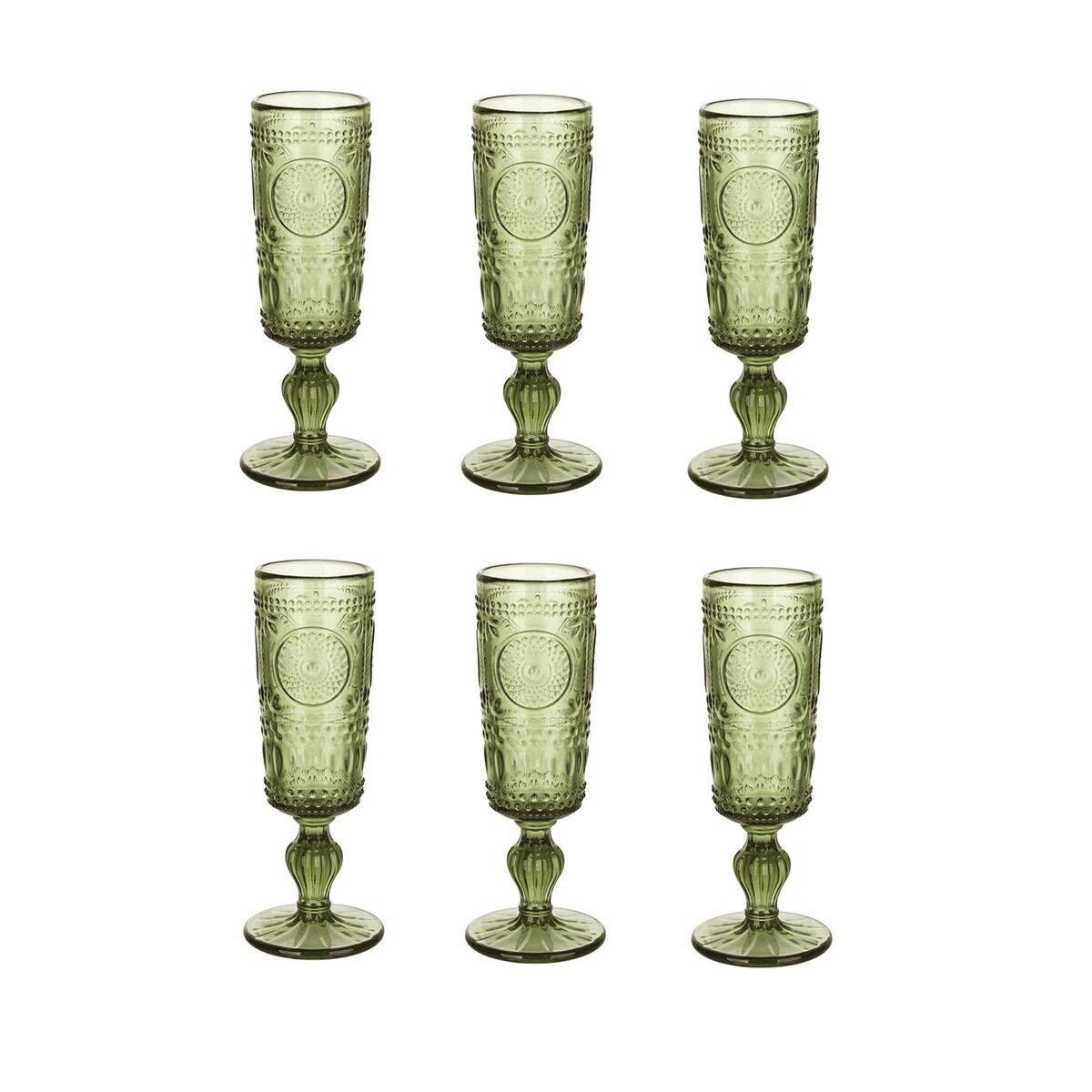 Set de Copas Home ESPRIT Verde Cristal 135 ml (6 Unidades)