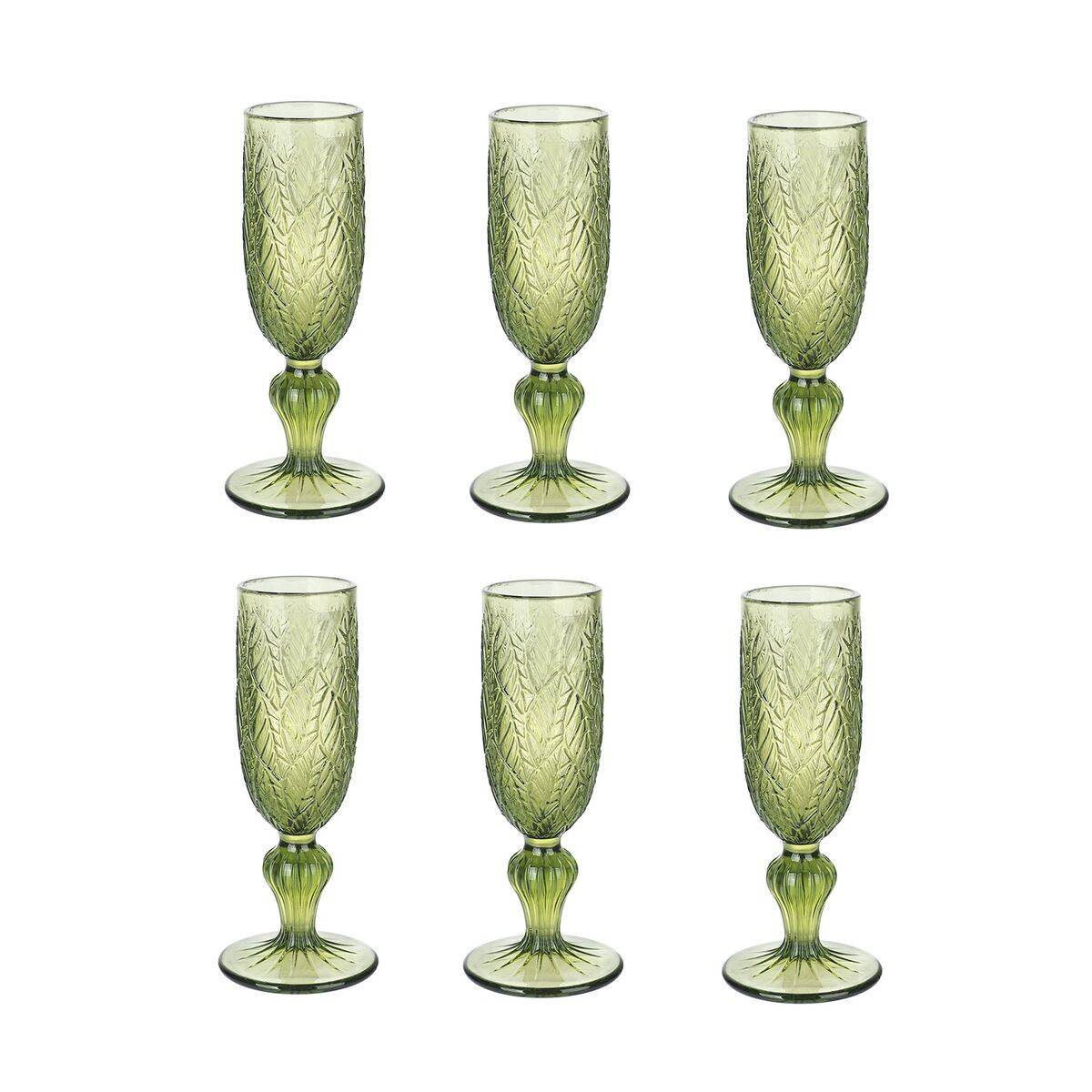 Set de Copas Home ESPRIT Verde Cristal 160 ml (6 Unidades)