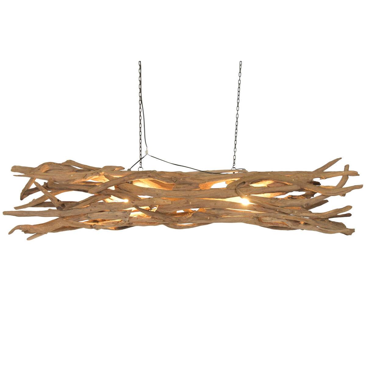 Lámpara de Techo Home ESPRIT Negro Natural Madera Hierro madera de teca 50 W