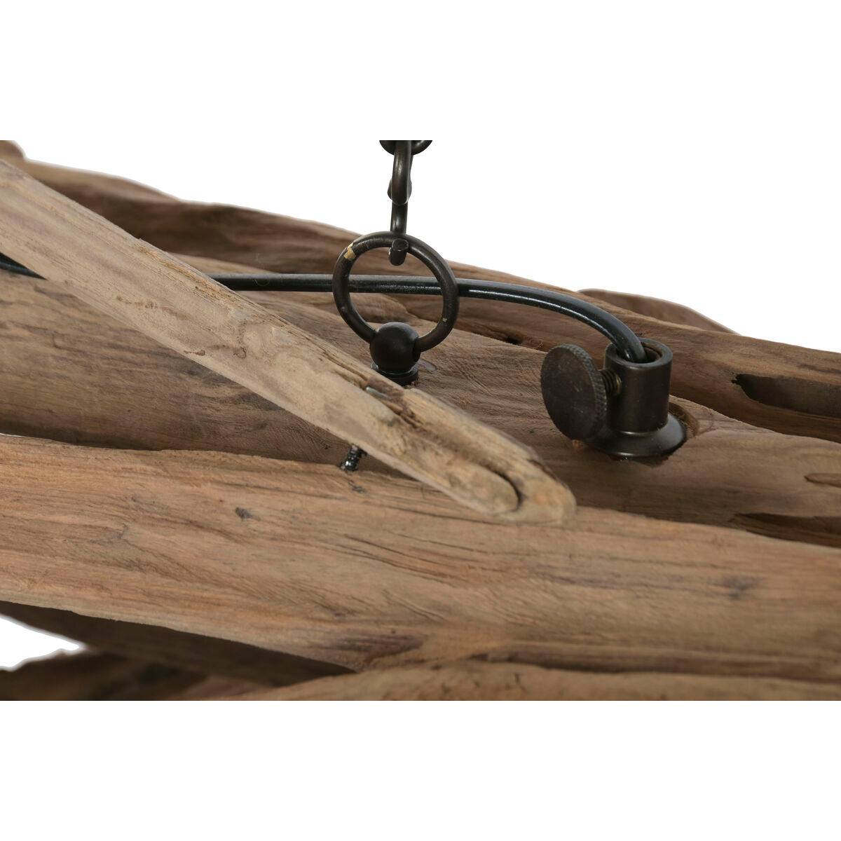 Lámpara de Techo Home ESPRIT Negro Natural Madera Hierro madera de teca 50 W