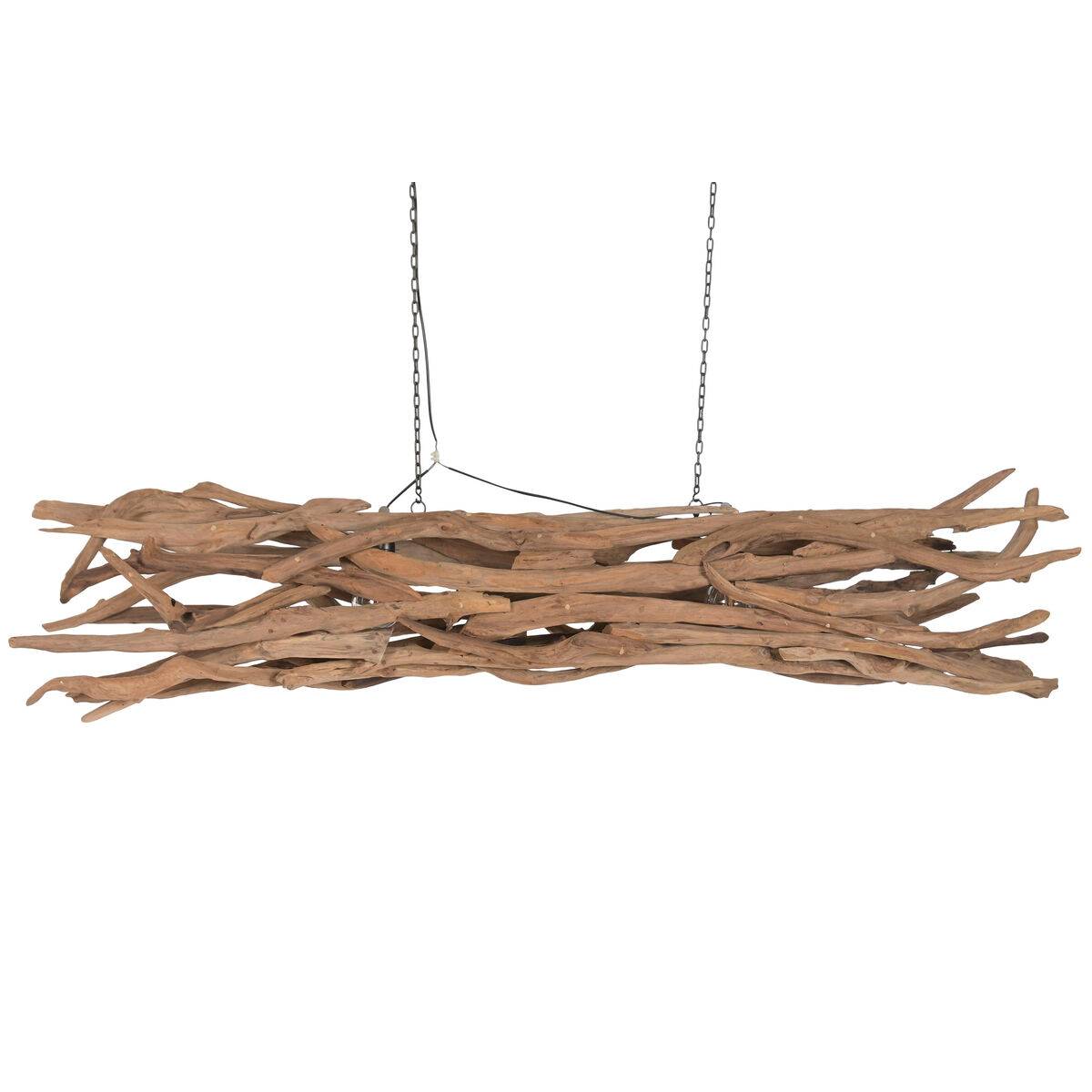 Lámpara de Techo Home ESPRIT Negro Natural Madera Hierro madera de teca 50 W