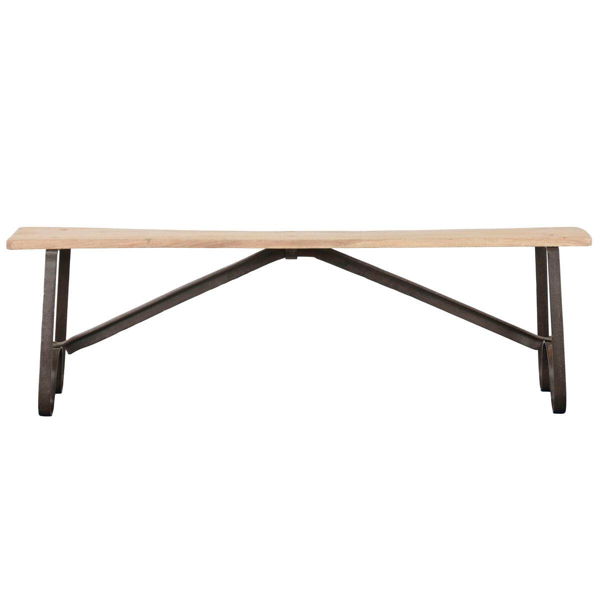 Banco Home ESPRIT Negro Natural Hierro madera de teca 152 X 41 X 46 CM