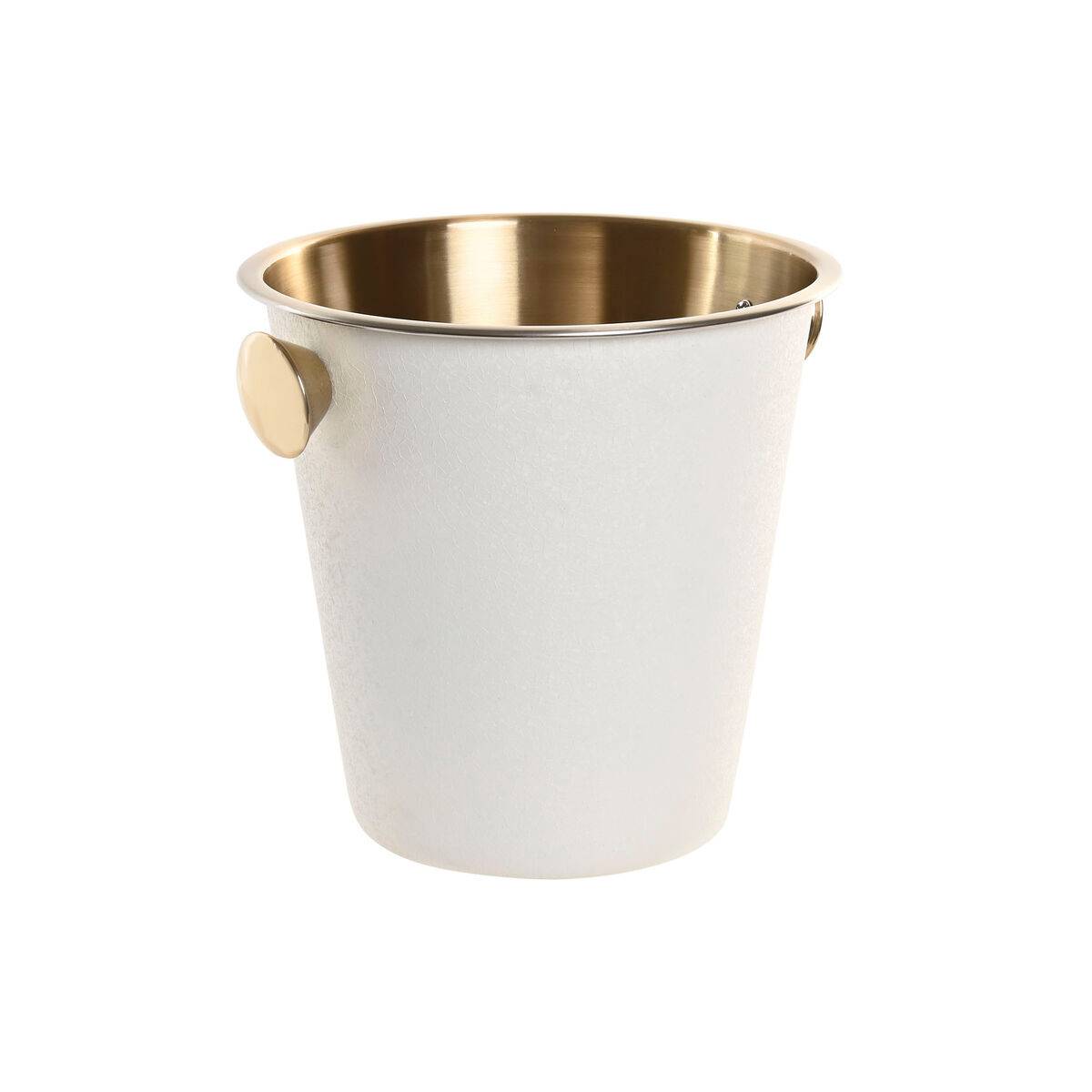 Champanera Home ESPRIT Blanco Dorado Acero Inoxidable Aluminio Loft 24 x 24 x 22 cm