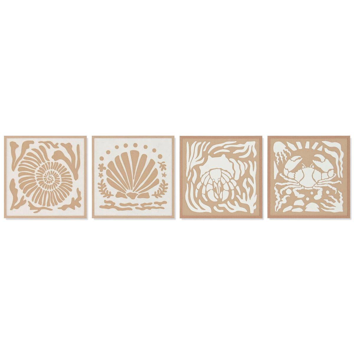 Cuadro Home ESPRIT Papel Poliestireno 50 x 3 x 50 cm (4 Unidades)