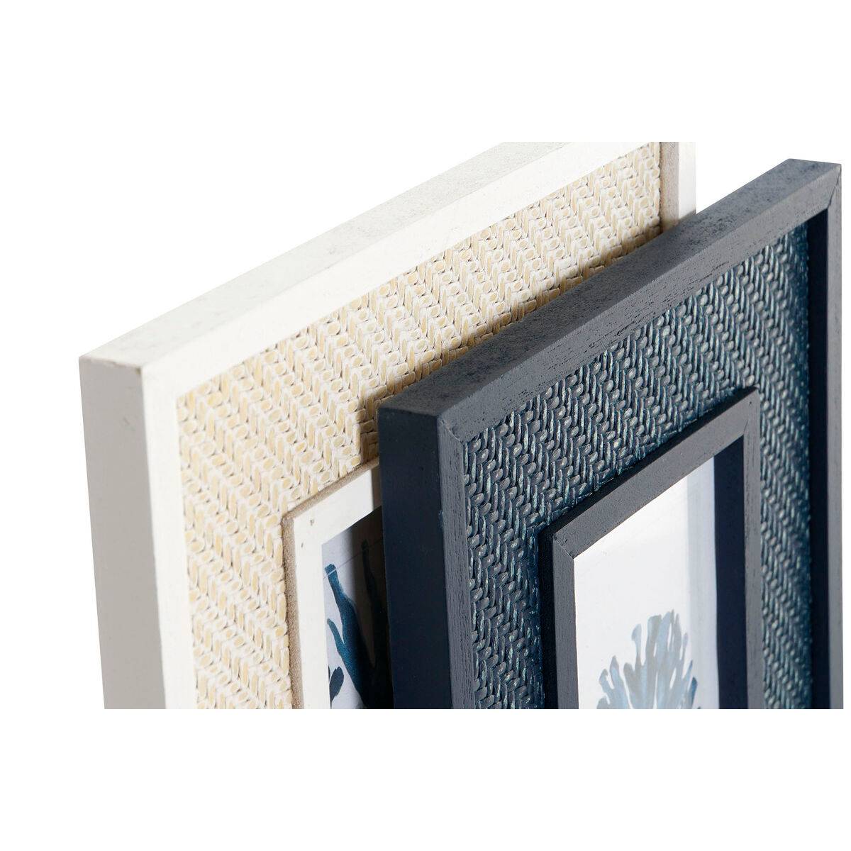 Marco de Fotos Home ESPRIT Blanco Azul marino Madera MDF Marinero Marino (4 Unidades)