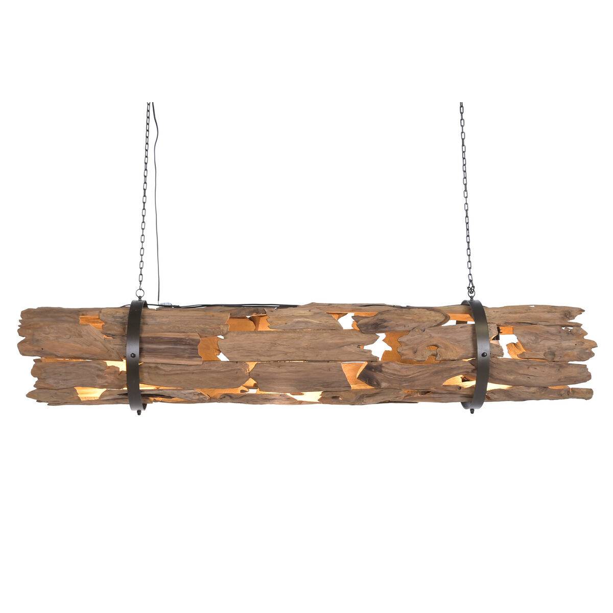 Lámpara de Techo Home ESPRIT Marrón Madera Hierro madera de teca 50 W 180 X 33 X 33 CM