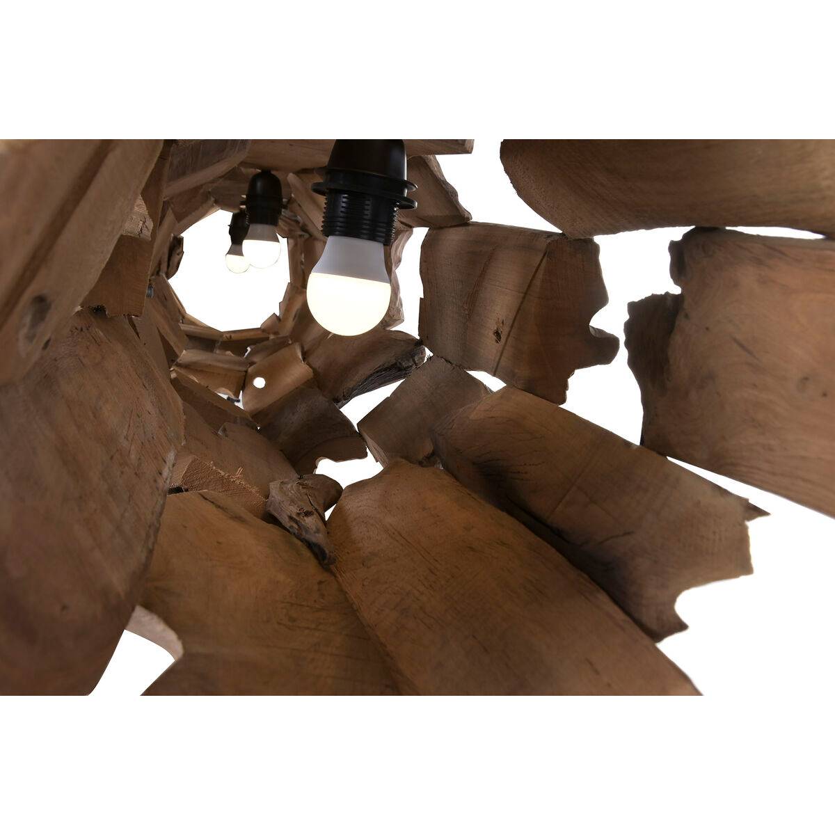 Lámpara de Techo Home ESPRIT Marrón Madera Hierro madera de teca 50 W 180 X 33 X 33 CM