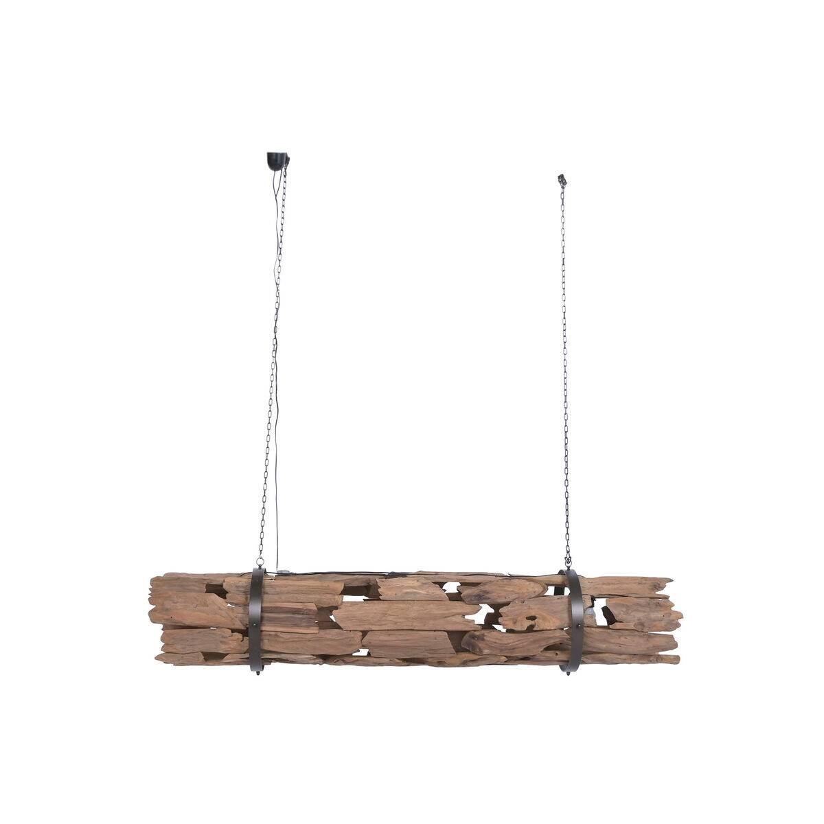 Lámpara de Techo Home ESPRIT Marrón Madera Hierro madera de teca 50 W 180 X 33 X 33 CM