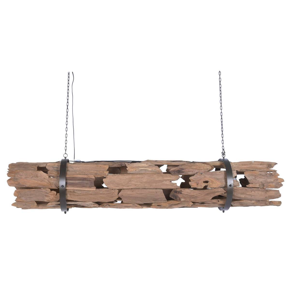 Lámpara de Techo Home ESPRIT Marrón Madera Hierro madera de teca 50 W 180 X 33 X 33 CM