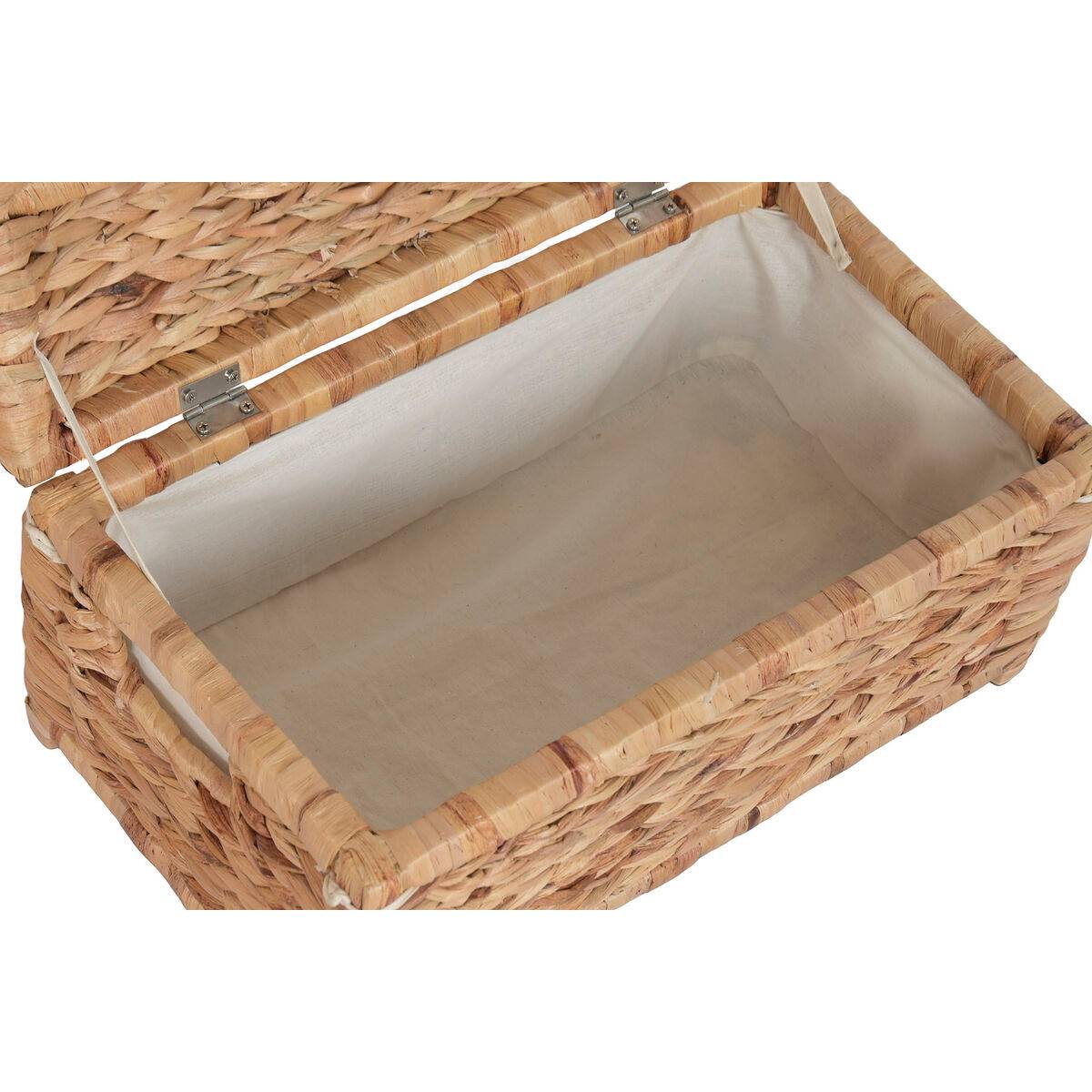 Cesto para la Ropa Sucia Home ESPRIT Blanco Natural Madera Jacinto de agua Tropical 60 X 38 X 30 CM (2 Unidades)
