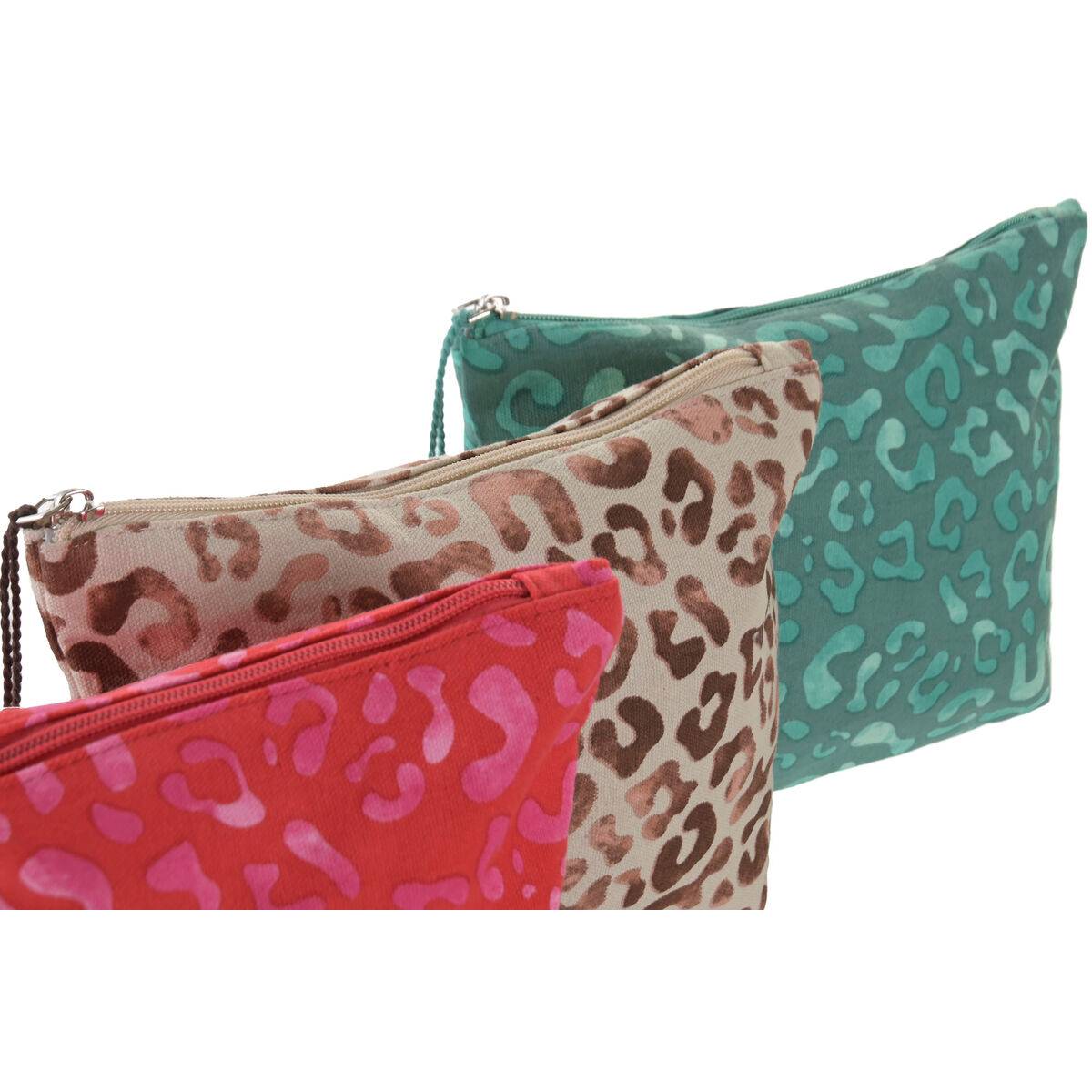 Neceser de Viaje Home ESPRIT Marrón Verde Rosa Mediterráneo 20 x 5 x 25 cm (3 Unidades)