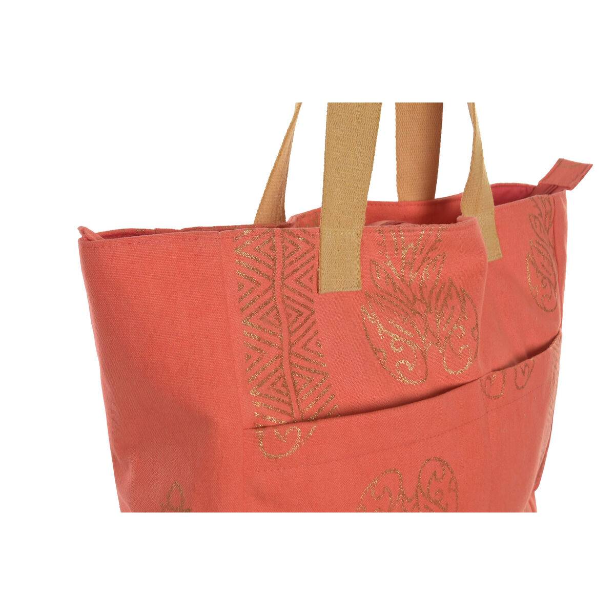 Bolso Mujer Home ESPRIT Verde Beige Dorado Coral 55 x 14 x 35 cm (3 Unidades)