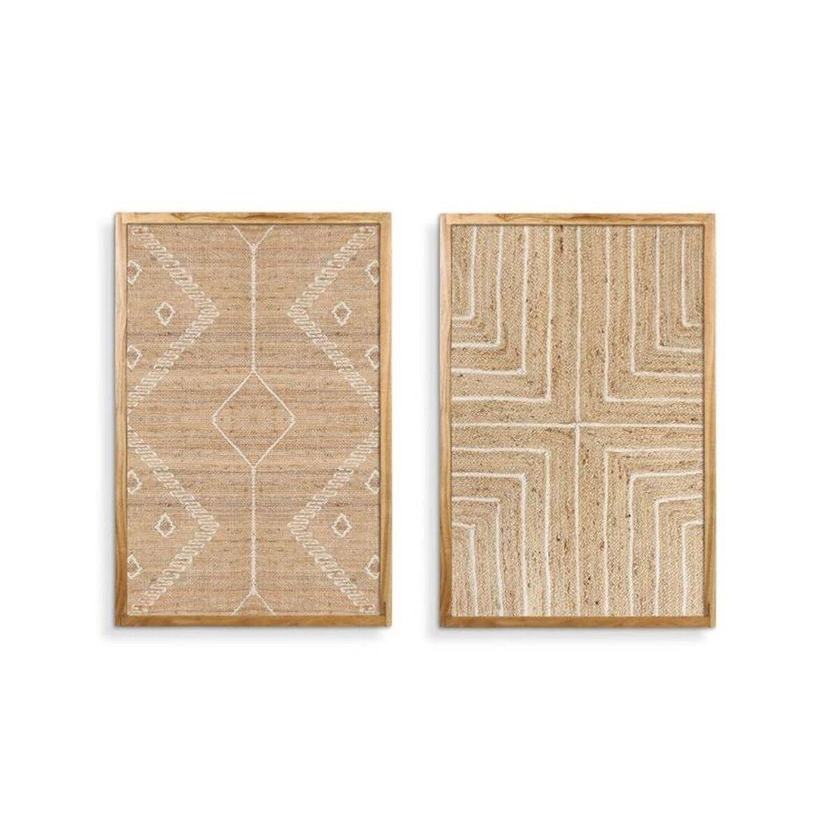 Cuadro Home ESPRIT Yute Madera de acacia 60 x 3 x 90 cm (2 Unidades)