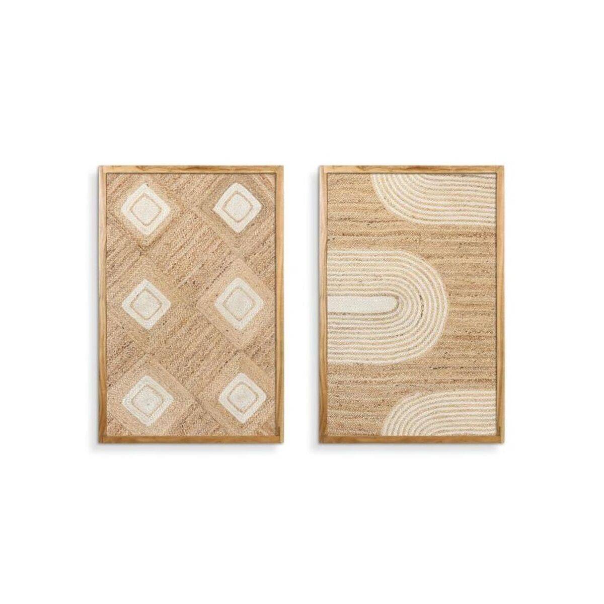 Cuadro Home ESPRIT Yute Madera de acacia 60 x 3 x 90 cm (2 Unidades)