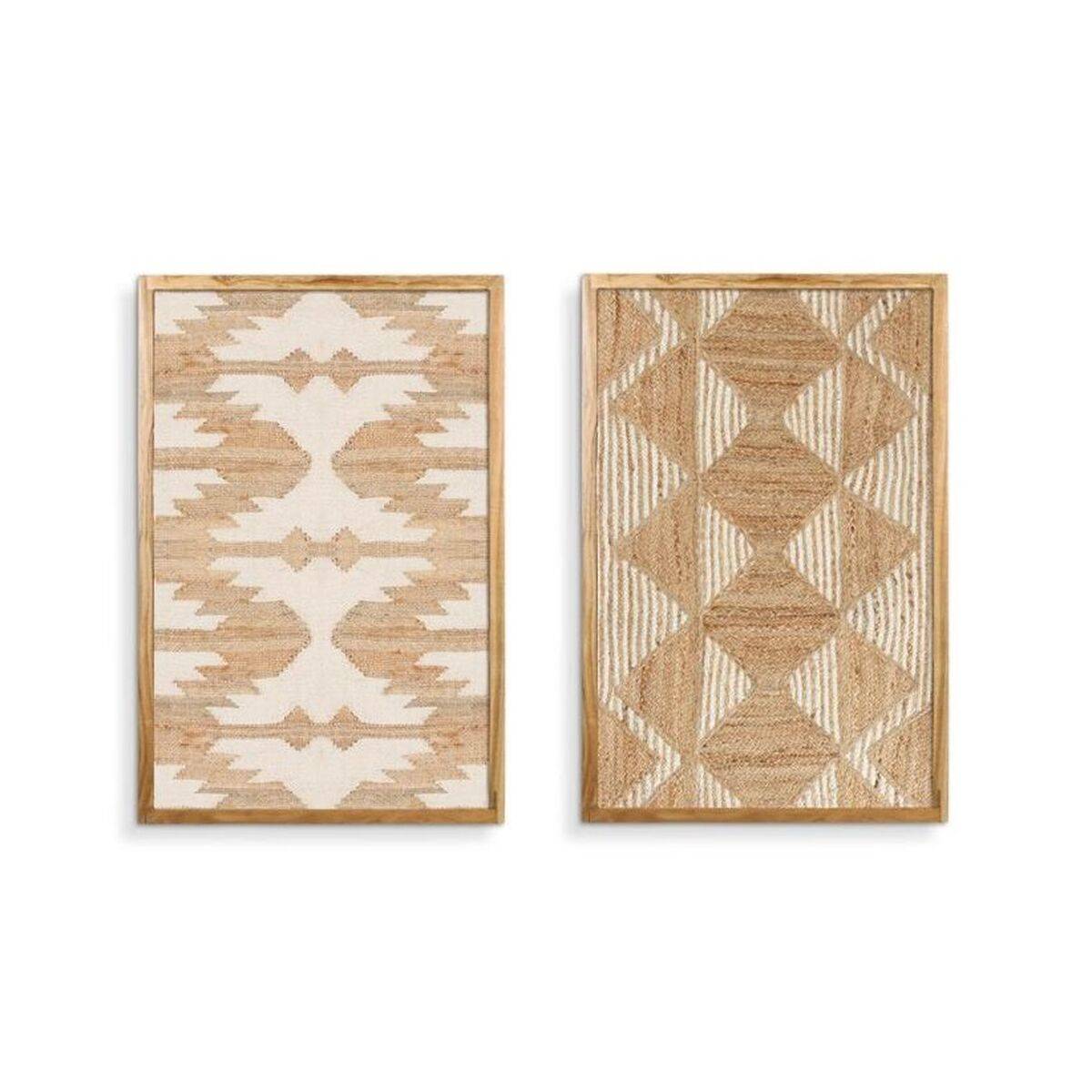 Cuadro Home ESPRIT Yute Madera de acacia 40 x 3 x 60 cm (2 Unidades)