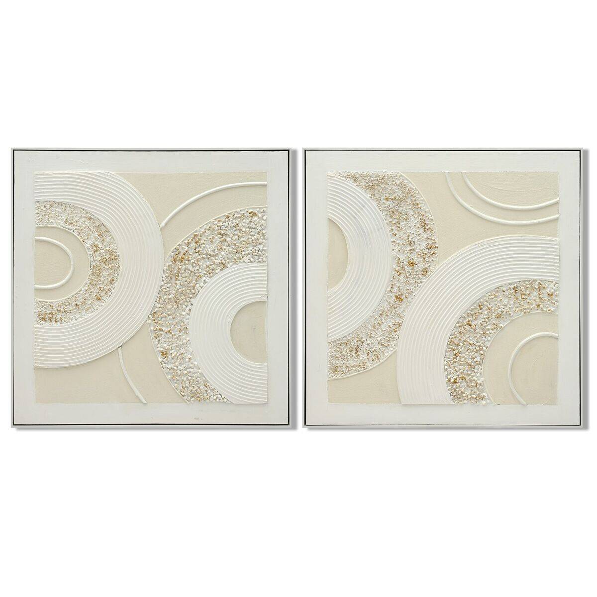 Lienzo Home ESPRIT Blanco Beige Abstracto Escandinavo 82 x 4,5 x 82 cm (2 Unidades)