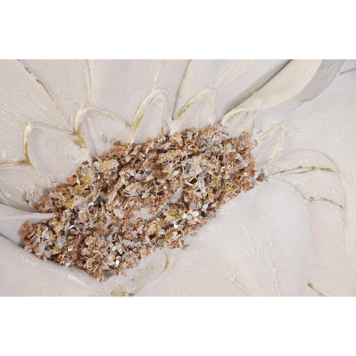 Lienzo Home ESPRIT Blanco Beige Flor Shabby Chic (2 Unidades)