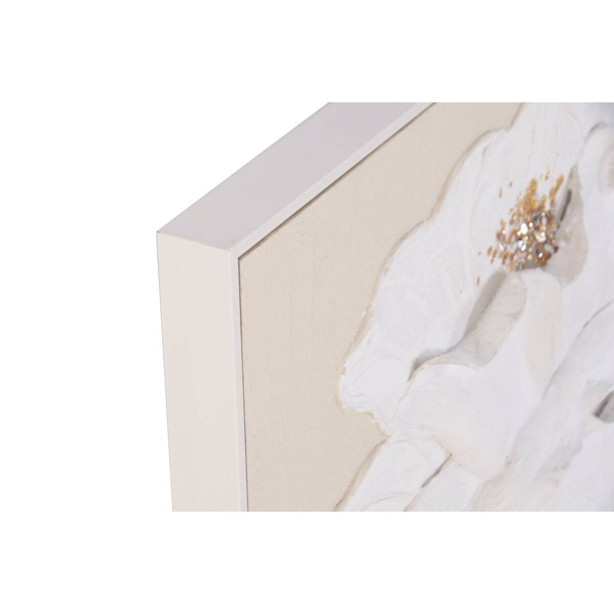 Lienzo Home ESPRIT Blanco Beige Flor Shabby Chic 82 x 5 x 82 cm (2 Unidades)