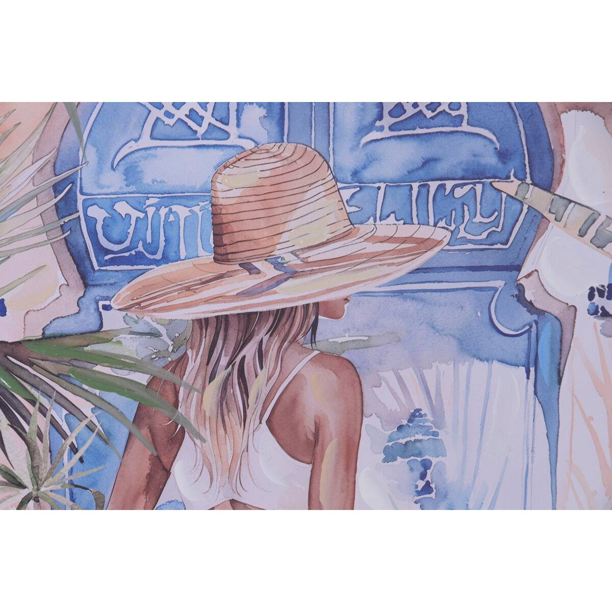 Lienzo Home ESPRIT Azul Blanco Árabe chica 40 X 3,5 X 60 CM (4 Unidades)
