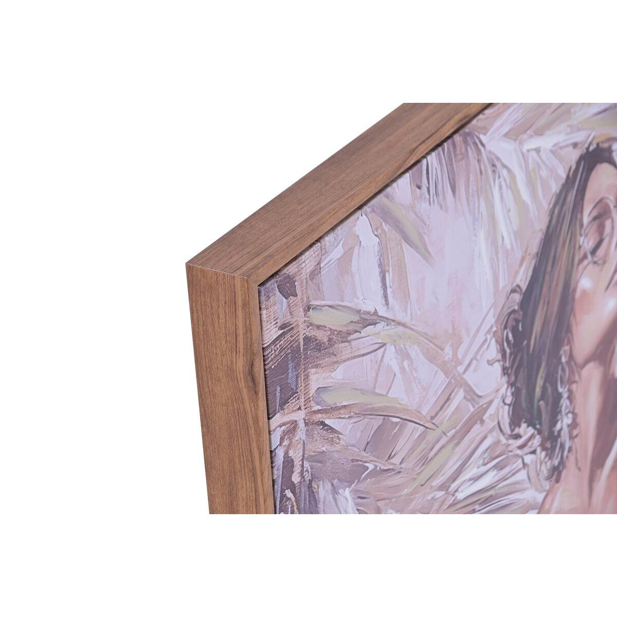Lienzo Home ESPRIT Blanco Beige chica Boho 80 x 3,5 x 80 cm (2 Unidades)