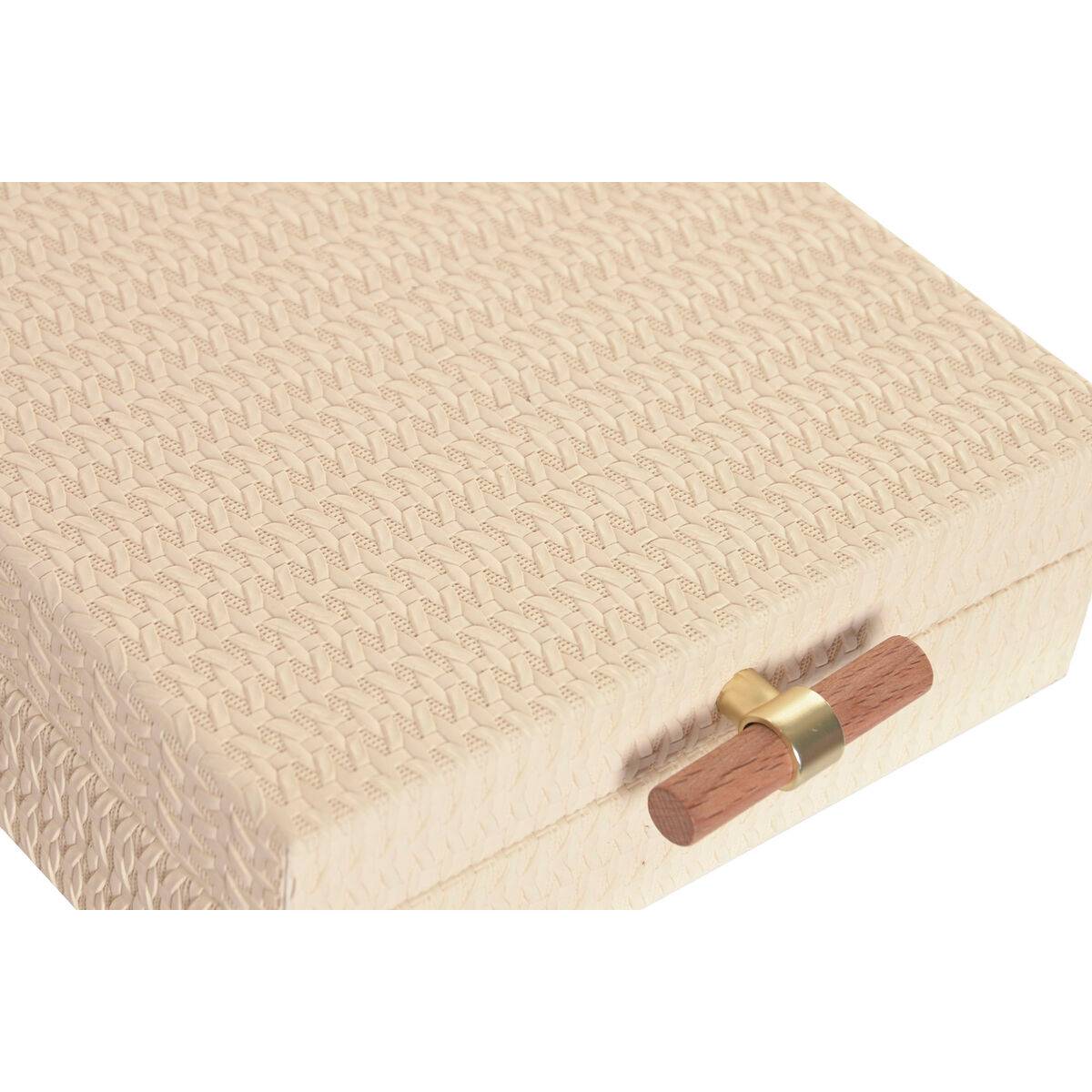 Caja-Joyero Home ESPRIT Beige Madera 25 x 25 x 10 cm (2 Unidades)
