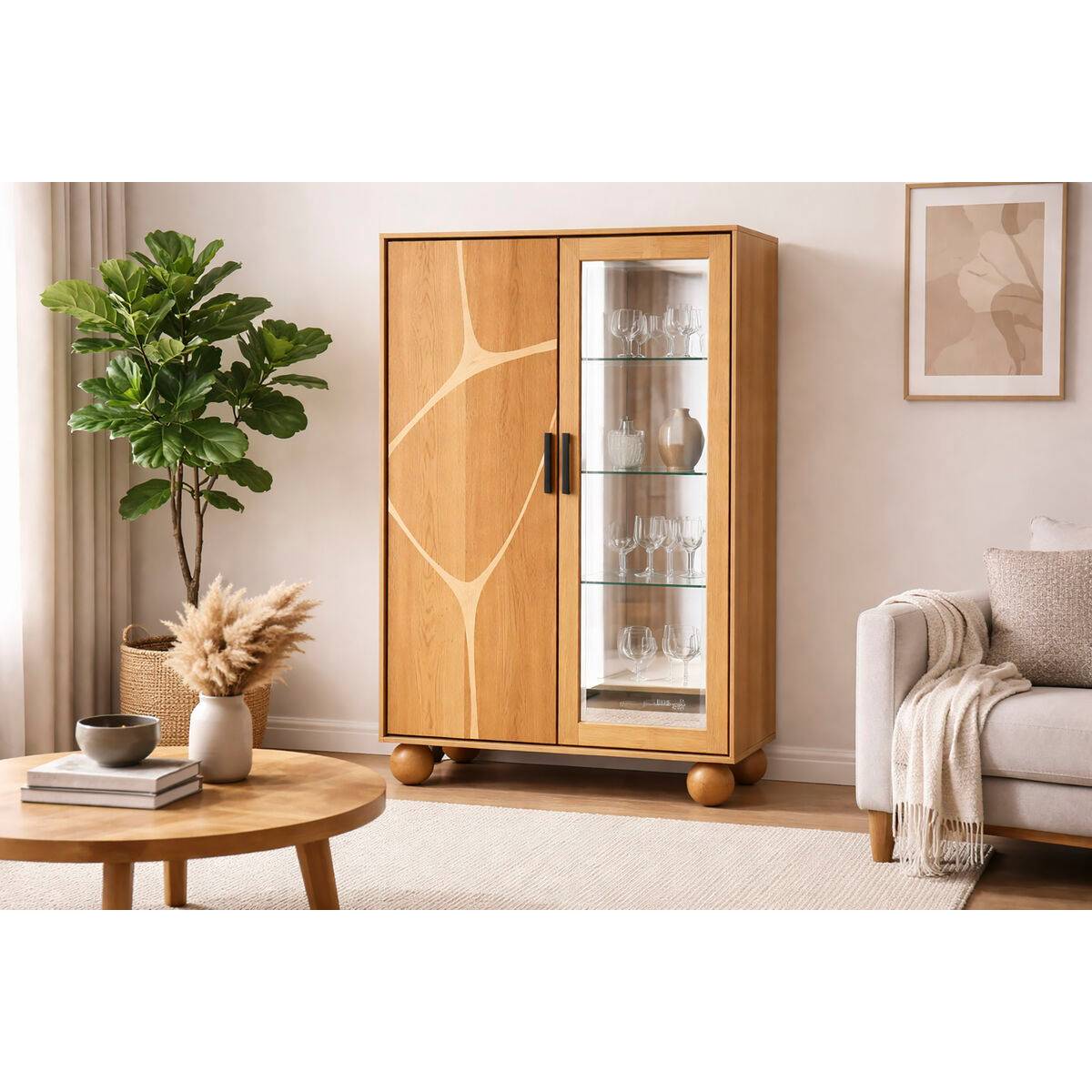 Vitrina Home ESPRIT Cristal Acacia 100 x 40 x 150 cm