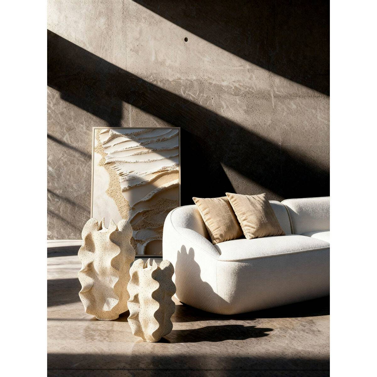 Jarrón Home ESPRIT Beige Resina Shabby Chic 27 x 27 x 62 cm