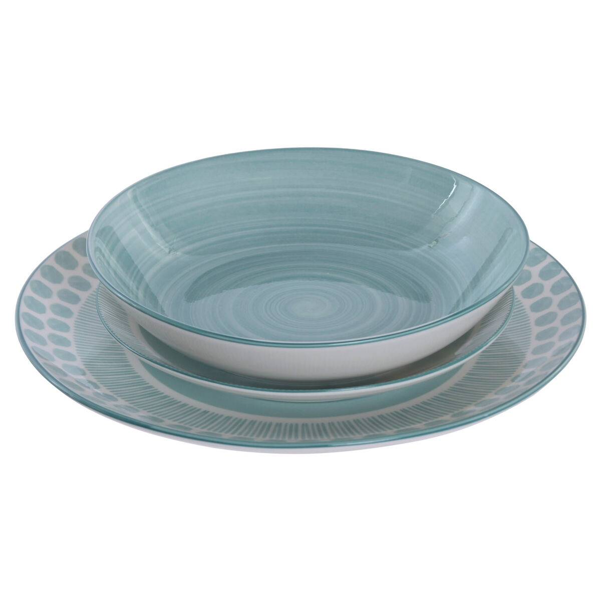 Set de Vajilla Home ESPRIT Turquesa Porcelana 18 Piezas