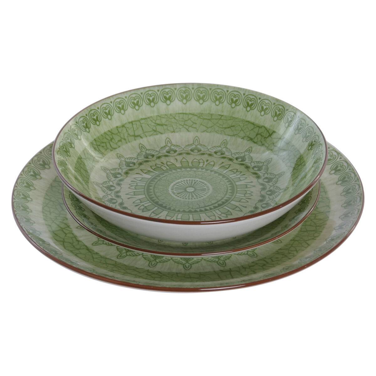 Set de Vajilla Home ESPRIT Verde Porcelana Árabe 18 Piezas