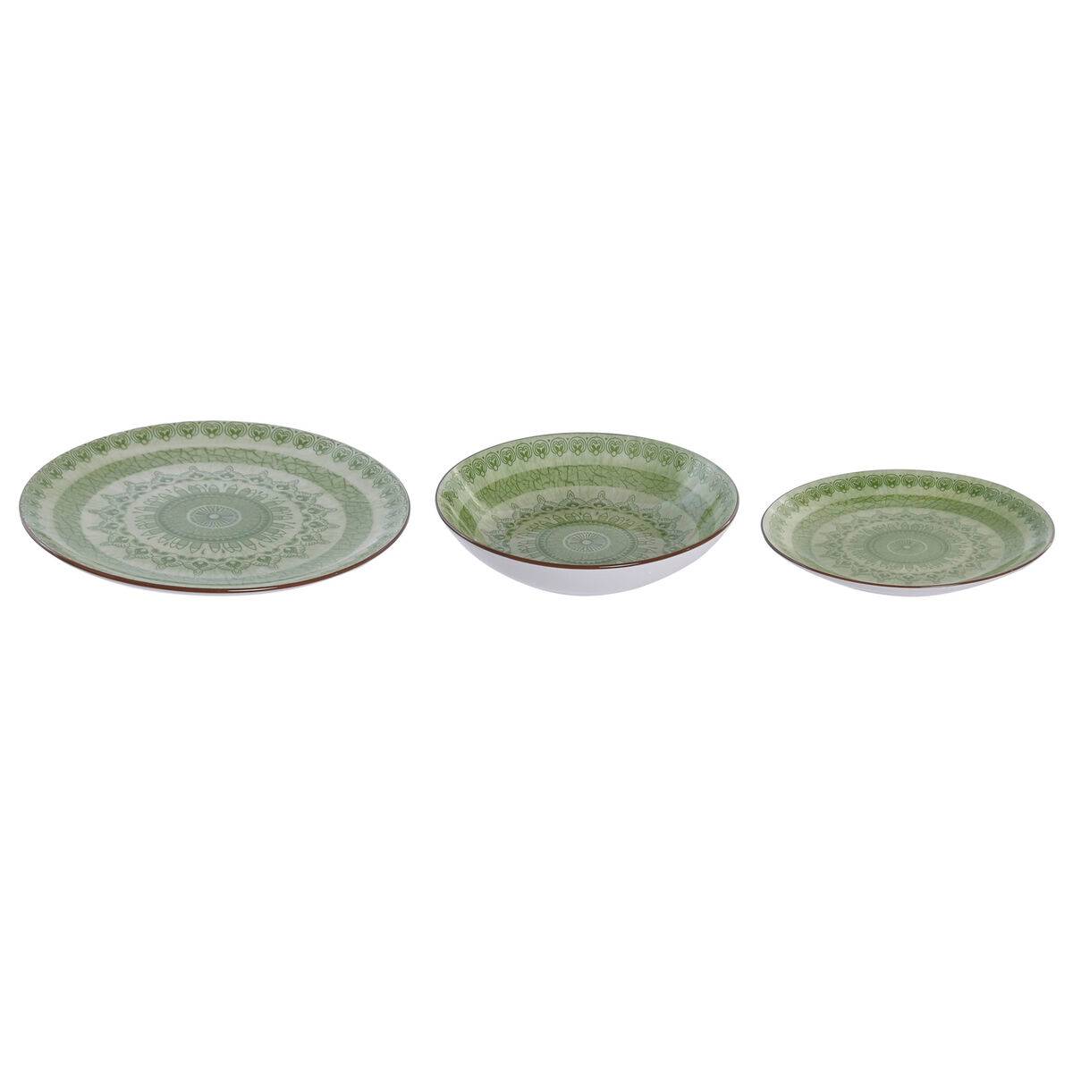 Set de Vajilla Home ESPRIT Verde Porcelana Árabe 18 Piezas