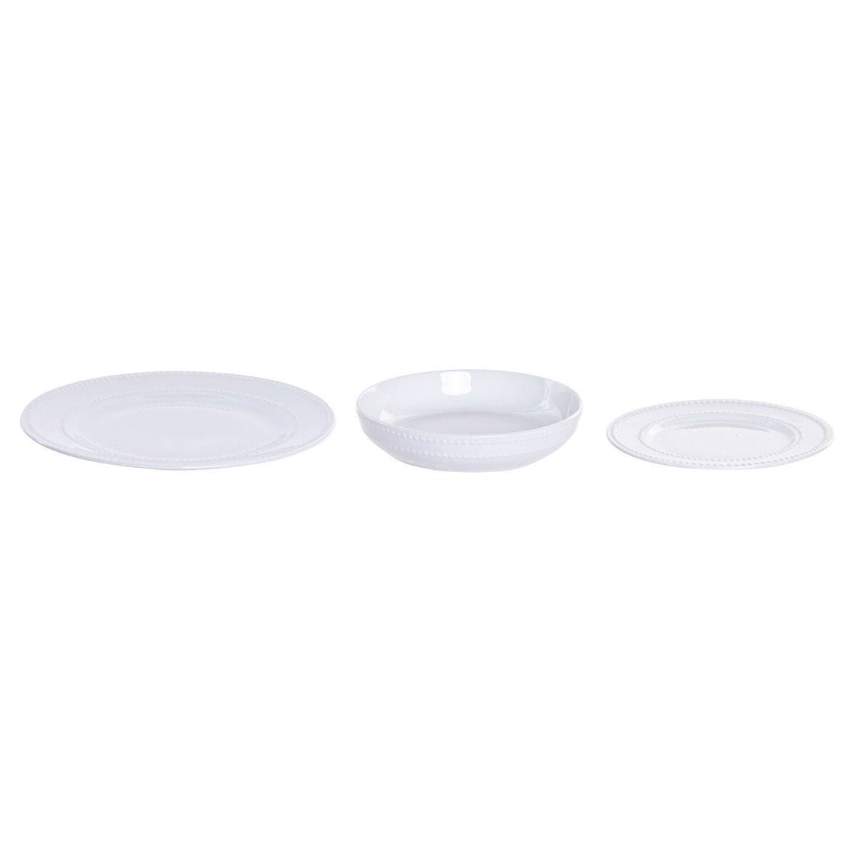 Set de Vajilla Home ESPRIT Blanco Porcelana Glam 18 Piezas